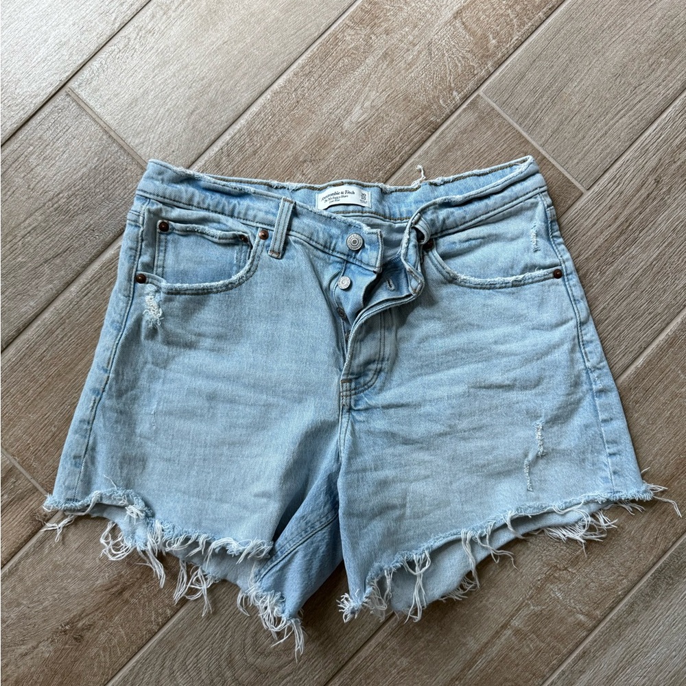 Abercrombie & Fitch Distressed Light Blue Jean Shorts